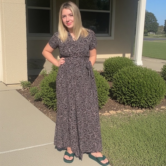 Elegant Multicolor Geometric Paisley Patterned Maxi Dress - Picture 1 of 5